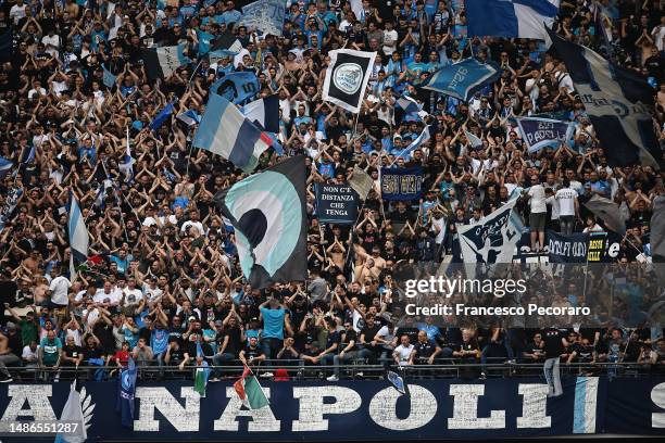 Napoli supporters before the Serie A match between SSC Napoli and Salernitana at Stadio Diego Armando Maradona on April 30, 2023 in Naples, Italy.