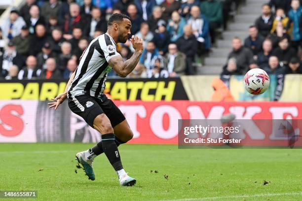 Callum Wilson of Newcastle United celebrates after scoring the team's first goal during the Premier League match between Newcastle United and...