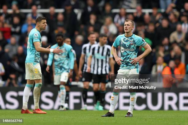James Ward-Prowse of Southampton looks dejected after Newcastle United's second goal, an own-goal by Theo Walcott of Southampton during the Premier...