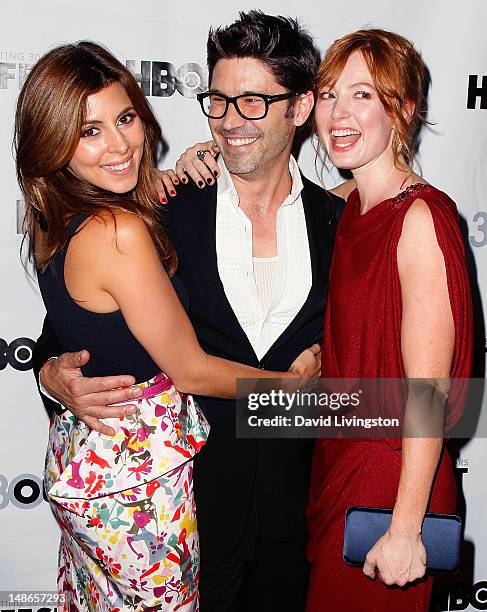 Actors Jamie-Lynn Sigler, David W. Ross and Alicia Witt attend the 2012 Outfest screening of "I Do" at the John Anson Ford Amphitheatre on July 18,...