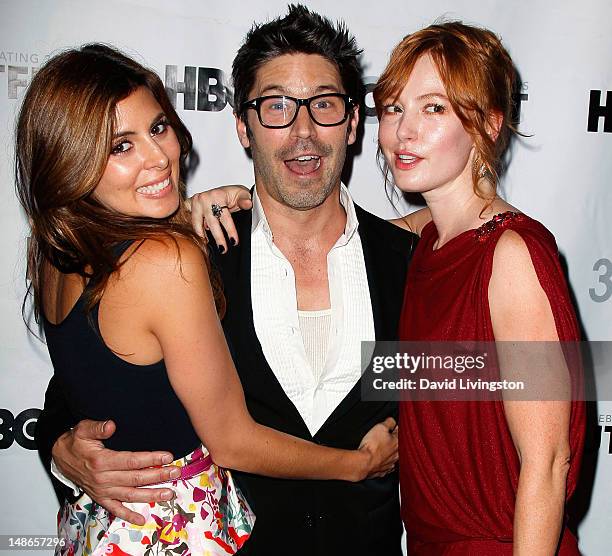 Actors Jamie-Lynn Sigler, David W. Ross and Alicia Witt attend the 2012 Outfest screening of "I Do" at the John Anson Ford Amphitheatre on July 18,...