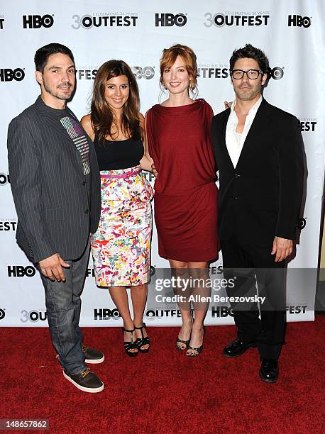 Actor Maurice Compte, actress Jamie-Lynn Sigler, actress Alicia Witt and writer/actor David W. Ross arrive at the 2012 Outfest Film Festival's "I Do"...