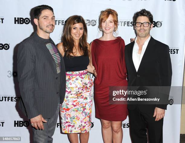 Actor Maurice Compte, actress Jamie-Lynn Sigler, actress Alicia Witt and writer/actor David W. Ross arrive at the 2012 Outfest Film Festival's "I Do"...