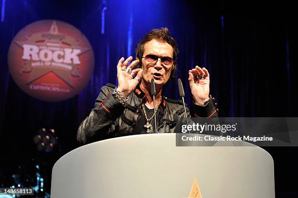 Glenn Hughes of Black Country Communion collects the Breakthrough award during Classic Rock Roll of Honour Awards at The Roundhouse on November 9,...