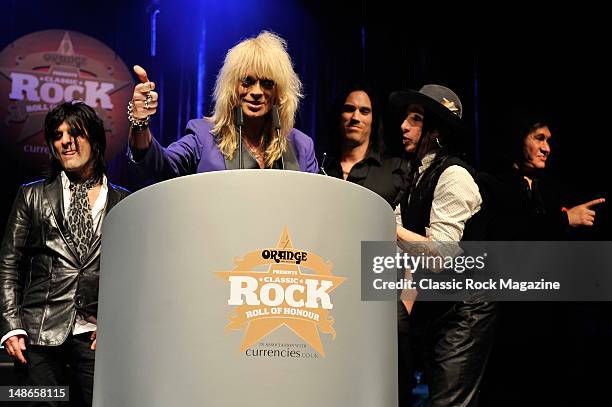 Michael Monroe receives the Album of The Year award during the Classic Rock Roll of Honour Awards at The Roundhouse on November 9, 2011 in London.