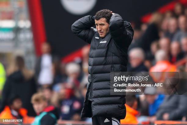 Head Coach Javi Gracia of Leeds United during the Premier League match between AFC Bournemouth and Leeds United at Vitality Stadium on April 30, 2023...