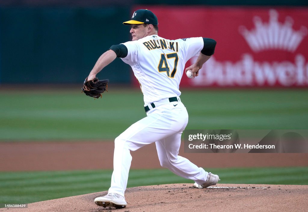 Drew Rucinski Drew Rucinski of the Oakland Athletics pitches against the Cincinnati ...