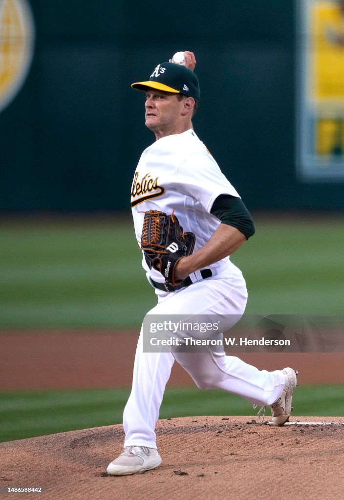 Ted Rucinski Drew Rucinski of the Oakland Athletics pitches against the Cincinnati ...