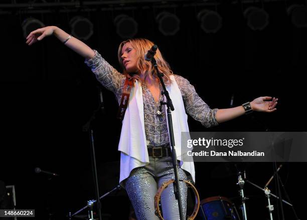 Singer Grace Potter of Grace Potter and the Nocturnals performs at Woodland Park Amphitheater on July 18, 2012 in Seattle, Washington.