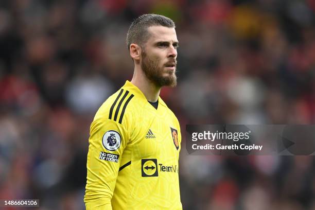 David de Gea of Manchester United during the Premier League match between Manchester United and Aston Villa at Old Trafford on April 30, 2023 in...