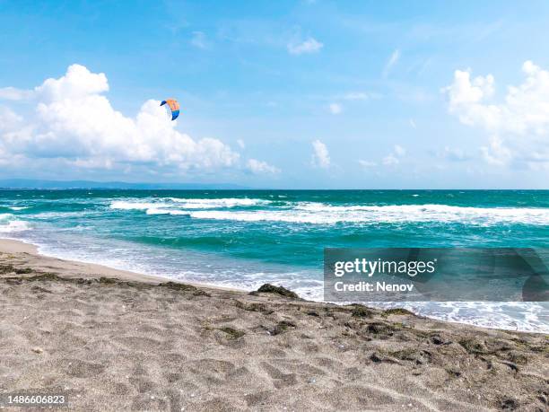 kitesurfing in pomorie bulgaria - pomorie stock pictures, royalty-free photos & images