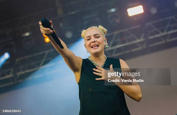 Anne-Marie performs at Ruisrock Festival 2022 at Ruissalo Island on July 8, 2022 in Turku, Finland.