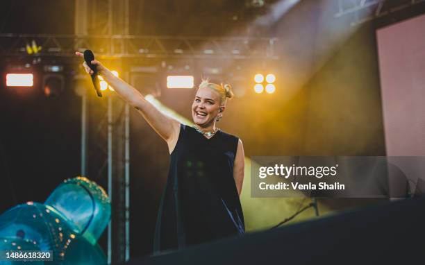 Anne-Marie performs at Ruisrock Festival 2022 at Ruissalo Island on July 8, 2022 in Turku, Finland.