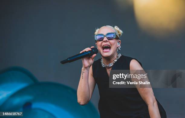 Anne-Marie performs at Ruisrock Festival 2022 at Ruissalo Island on July 8, 2022 in Turku, Finland.