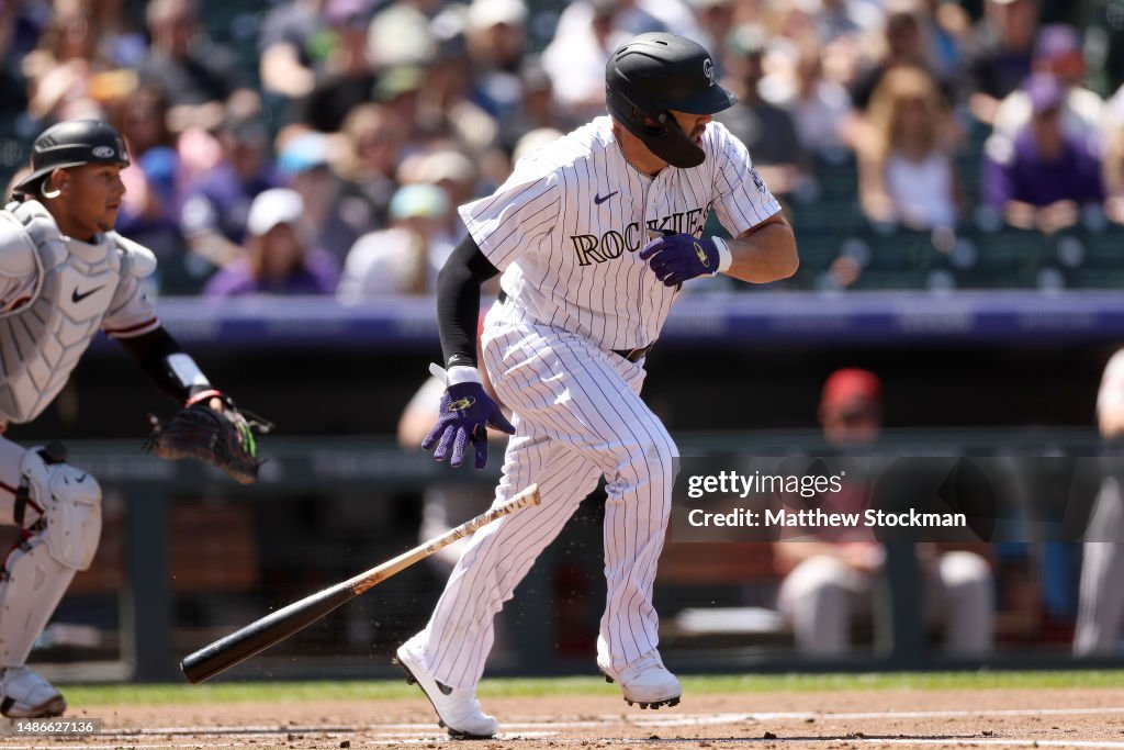 Mike Rokes Colorado Mike Moustakas of the Colorado Rockies hits a ground out RBI against ...