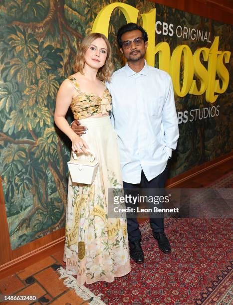 Rose McIver and Utkarsh Ambudkar attend the "Ghosts" FYC Advanced Screening at The Hollywood Roosevelt on April 30, 2023 in Los Angeles, California.
