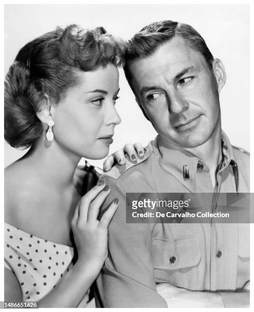 Publicity portrait of actors Gloria DeHaven and David Wayne in the film 'Down Among the Sheltering Palms' United States.