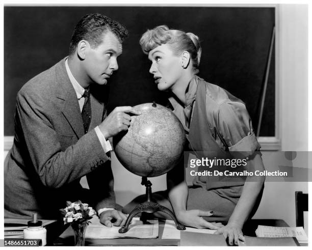 Publicity portrait of actors Robert Rockwell and Eve Arden in the cinematic version of the homonymous sitcom 'Our Miss Brooks' United States.