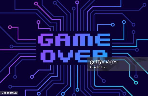 game over retro video game background - print finishing stock illustrations