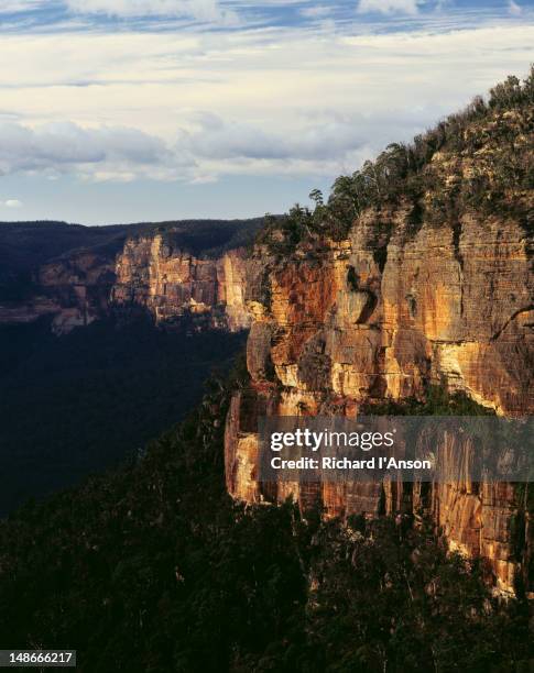 escarpment from govett's leap. - parc-national-des-blue-mountains photos et images de collection