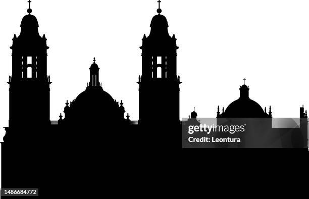 metropolitan cathedral, mexiko-stadt, mexiko - church icon stock-grafiken, -clipart, -cartoons und -symbole