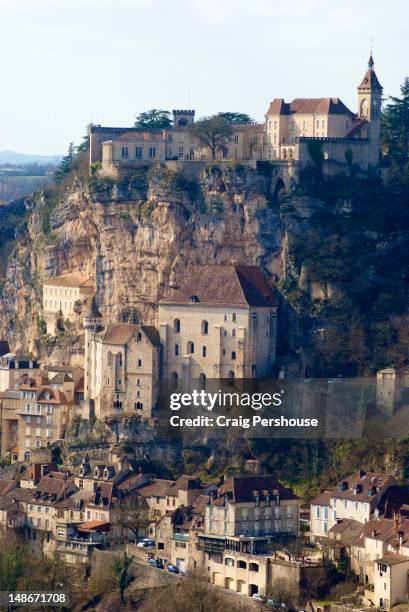 medieval town of rocamadour. - rocamadour stock-fotos und bilder