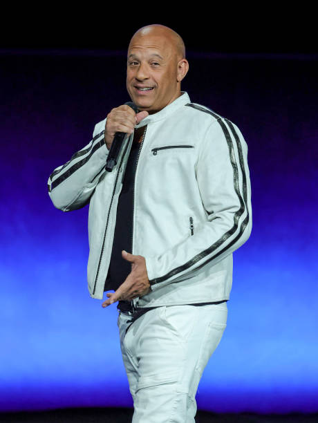 Vin Diesel speaks onstage to promote the upcoming film "Fast X" during the Universal Pictures and Focus Features presentation during CinemaCon, the...