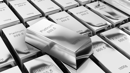 Platinum bars 1000 grams pure platinum,business investment and wealth concept.wealth of platinum,3d rendering