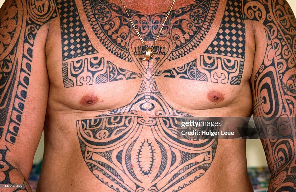 Man Illustrated With Polynesian Tattoos High-Res Vector Graphic - Getty  Images
