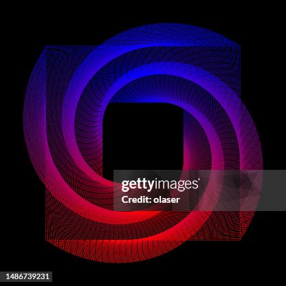 Dashed Rotating Square Blue Red Rotating Dashed Lines Forming Twisted Square High-Res Vector ...