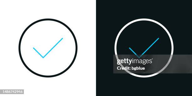 check mark. bicolor line icon on black or white background - editable stroke - choosing between two things stock illustrations