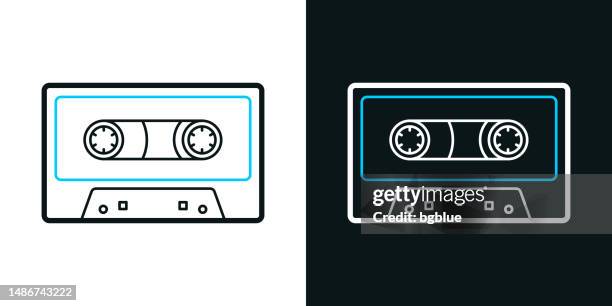 cassette tape. bicolor line icon on black or white background - editable stroke - vhs stock illustrations