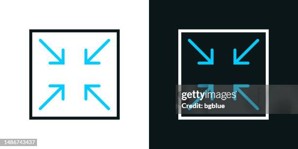 minimize. bicolor line icon on black or white background - editable stroke - contracting stock illustrations
