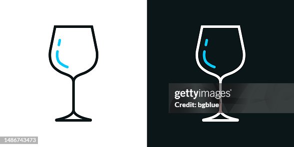 Wine glass. Bicolor line icon on black or white background - Editable stroke Wine glass. Bicolor line icon on black or white background - Editable stroke