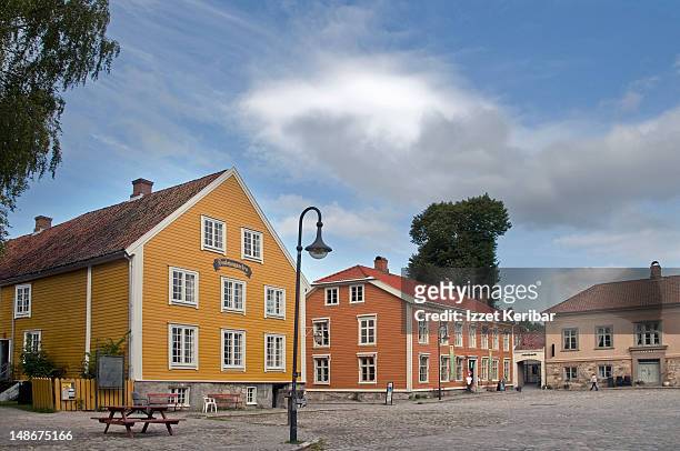 historic buildings around square. - østfold stock pictures, royalty-free photos & images