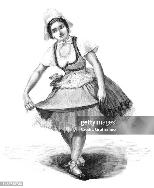 ilustraciones, imágenes clip art, dibujos animados e iconos de stock de spanish prima ballerina roseta mauri 1881 illustration - prima base
