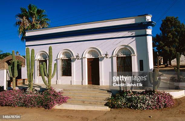 house with cactuses. - todos santos mexico fotografías e imágenes de stock