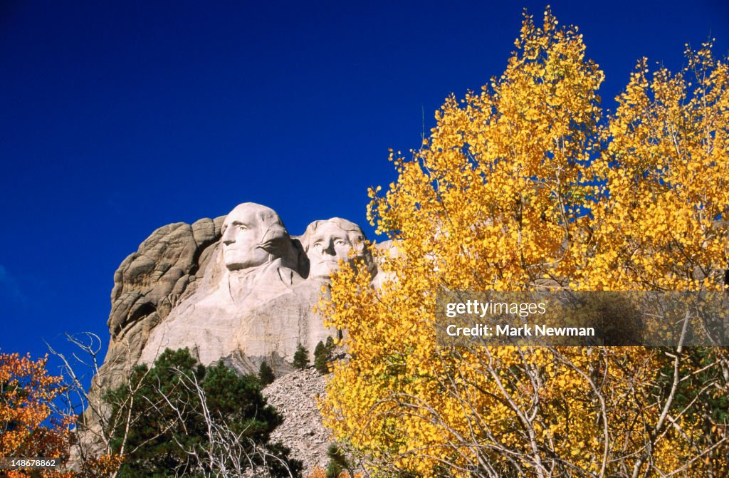 Mount Rushmore in autumn.