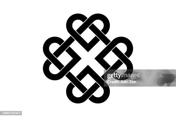 a black celtic knot on a white background - celtic knot foto e immagini stock