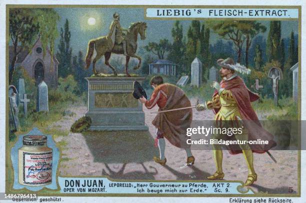 Picture series Don Juan, opera by Mozart, Leporello, Mr. Gouberneur on horseback, I bend to the earth, digitally restored reproduction of a...