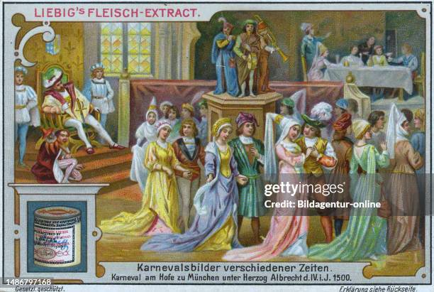 Picture series carnival pictures of different times, carnival at the court of Munich under Duke Albrecht IV, in 1500, Bavaria, Germany, digitally...