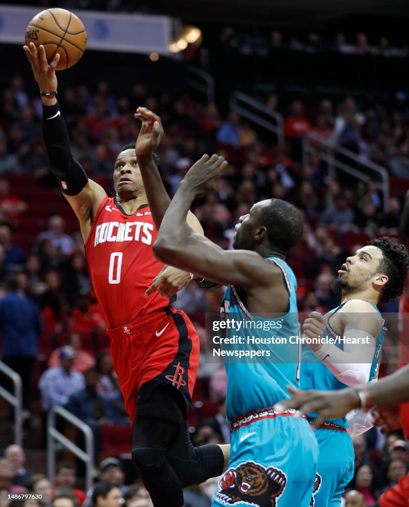 Russell Rockets Basketball Houston Rockets guard Russell Westbrook takes the ball to the basket ...