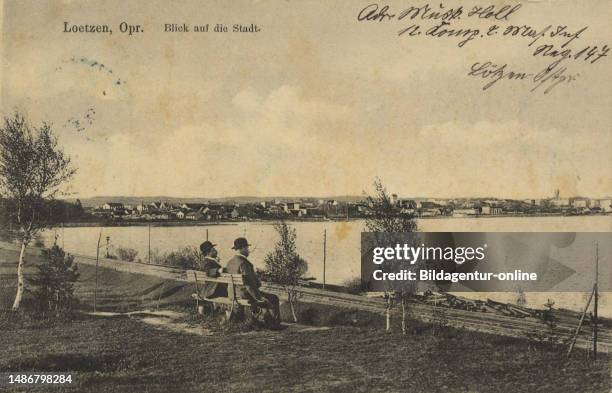 Loetzen in East Prussia, Germany, today Gizycko, a town in the Polish Voivodeship Warmia-Masuria, Poland, view from ca 1910, digital reproduction of...