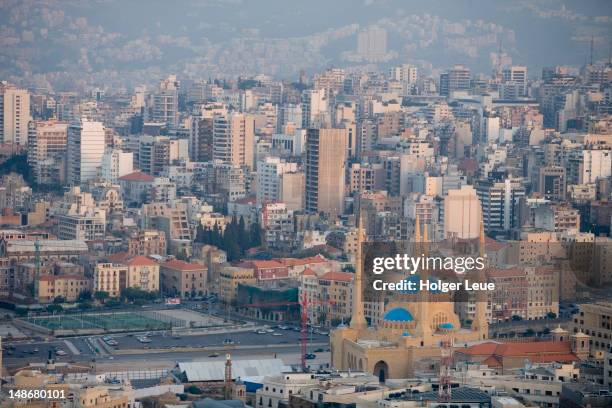 overhead of beirut city. - lebanon concept stockfoto's en -beelden