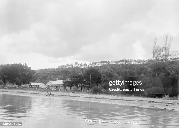 Arkle's Bay House, Arkles Bay, Auckland, New Zealand, View of Arkle's Bay House, possibly taken from the jetty at the north end of the bay or from...