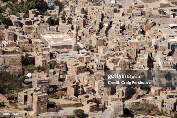 shibam from kawkaban. - shibam stock pictures, royalty-free photos & images