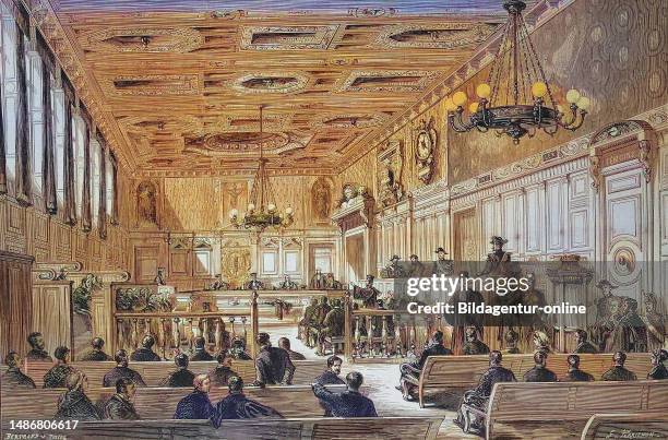 The new hall of the jury court of the department Seine in 1869, France, Historical, digitally restored reproduction of an original artwork from the...