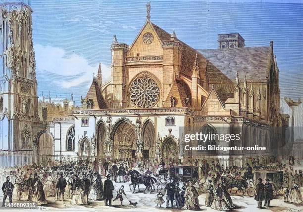 Parish church of Saint-Germain-l'Auxerrois is an important late Gothic church in Paris, Queen Isabella II of Spain attends mass France, Historical,...