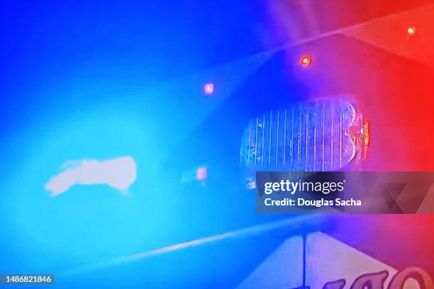 paramedic vehicles flashing lights for emergency - helicopter night stock pictures, royalty-free photos & images
