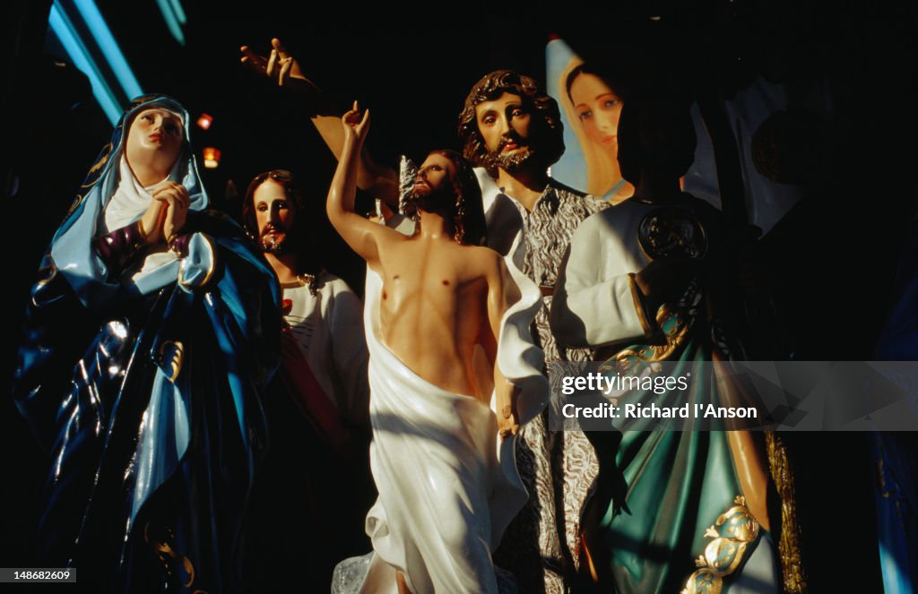 Religious statues for sale in Mexico City, around 90% of Mexican's profess Catholicism